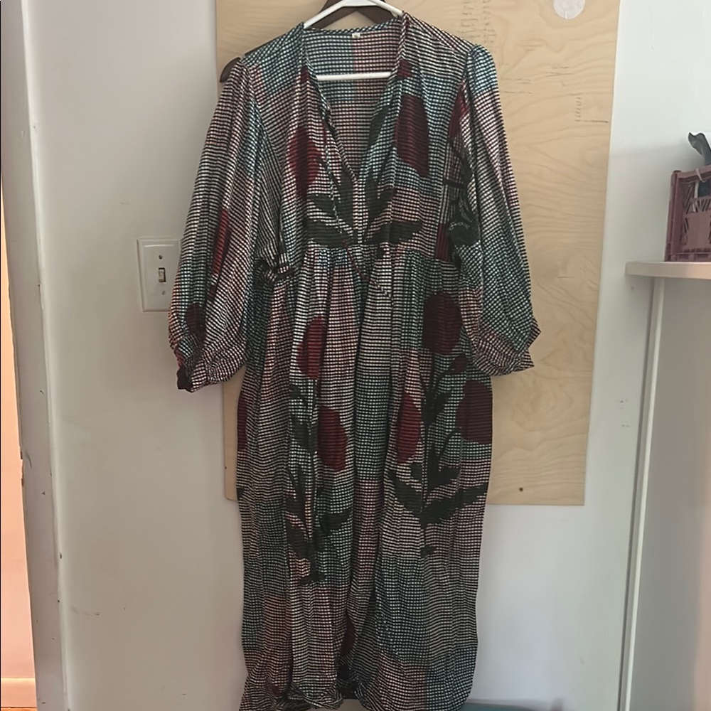 Cotton boho maxi / midi block print India dress XL